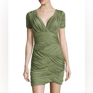 HALSTON SCALLOP-RUCHED SHEATH DRESS